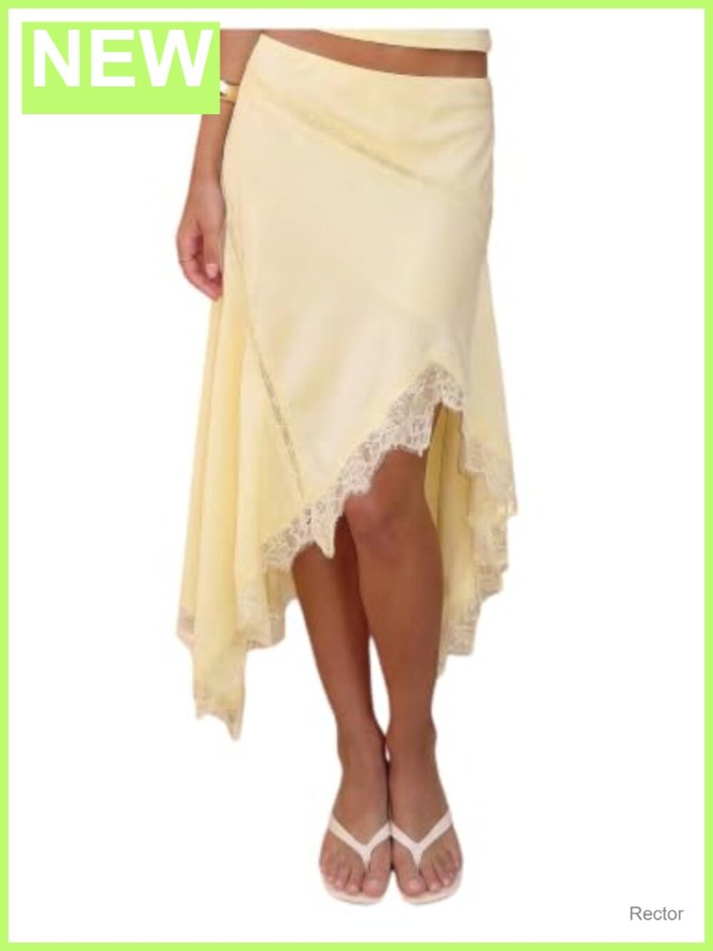 Lace Asymmetrical Midi Skirt Handkerchief Hem Polyester Blend
